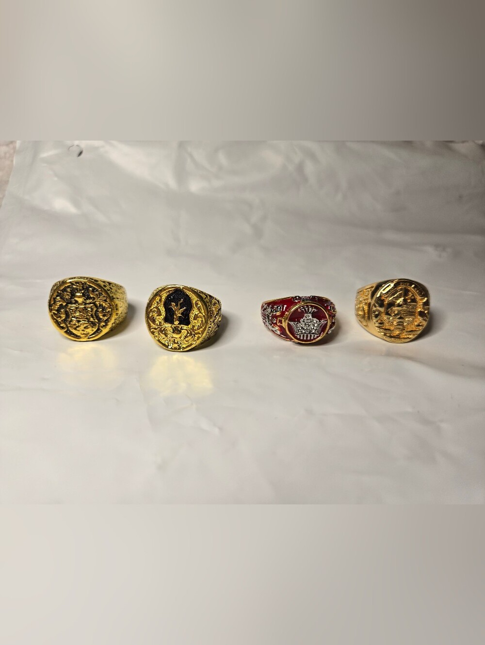 Gold-Tone Men’s Signet Rings Lot Of4
